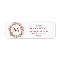 Berries Monogram Holiday Rücksendeadresse