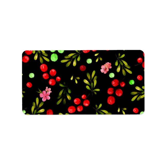 Berries Pattern Adressaufkleber (Vorne)