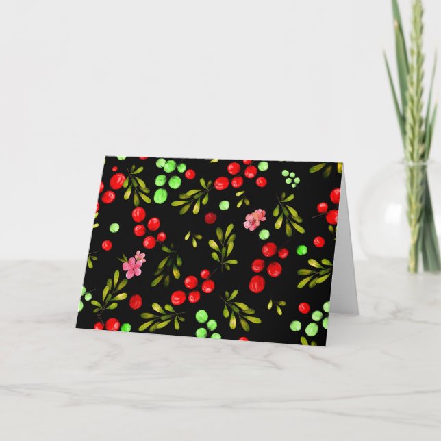 Berries Pattern Dankeskarte (Vorderseite)