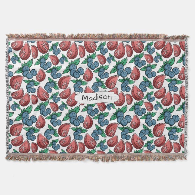 Berries Pattern individuelle Name werfen Decke (Vorderseite)