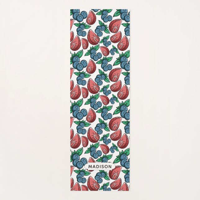 Berries Pattern individuelle Name Yogmatte Yogamatte (Vorderseite)