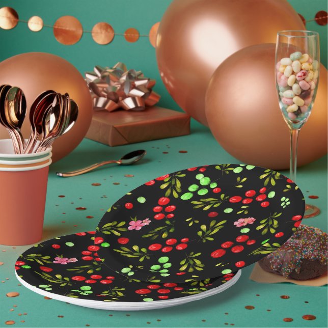 Berries Pattern Pappteller (Multi)