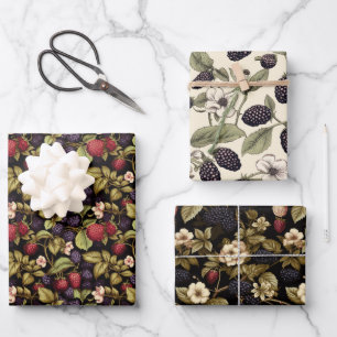 Berries-Sammlung mit Blüten: BlackBerry Elegance Geschenkpapier Set