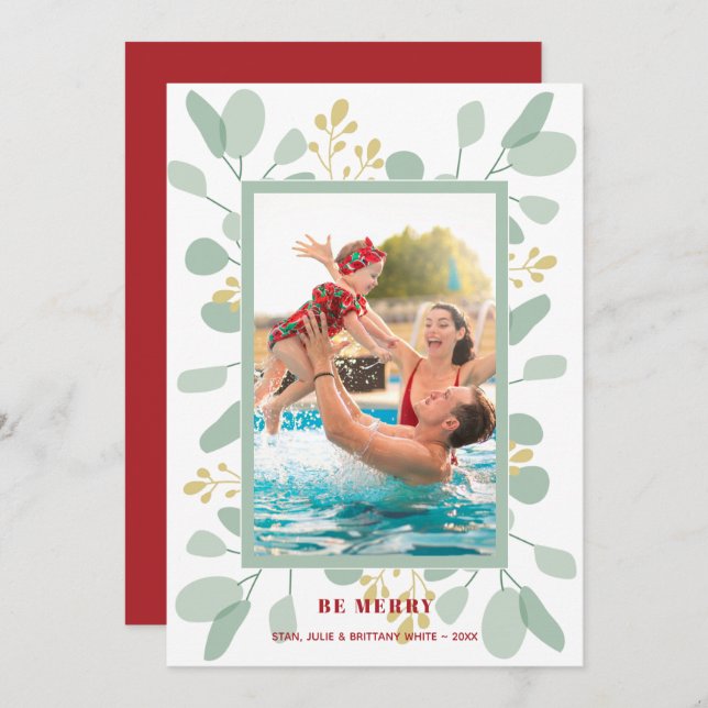 Berries und Eukalyptus Weihnachtsgebäck - Foto Feiertagskarte (Vorne/Hinten)