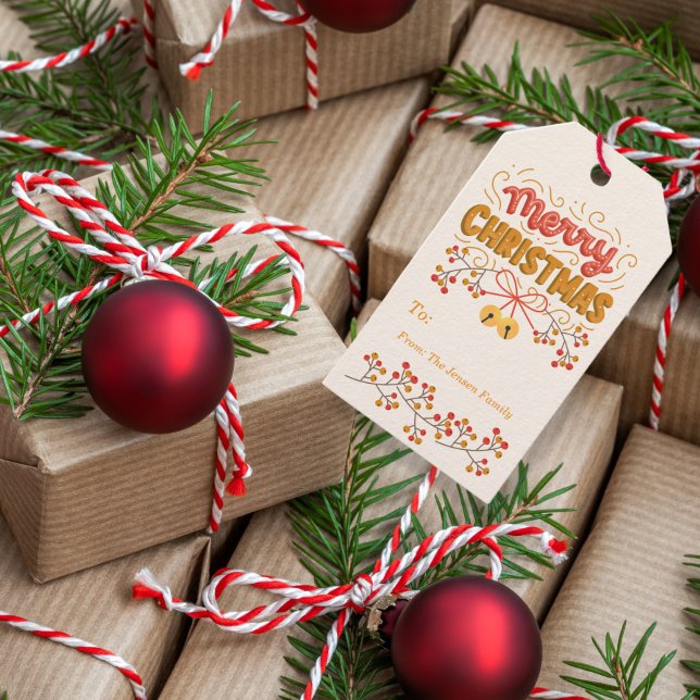 Berries und Glocken Weihnachten Geschenkanhänger (Von Creator hochgeladen)