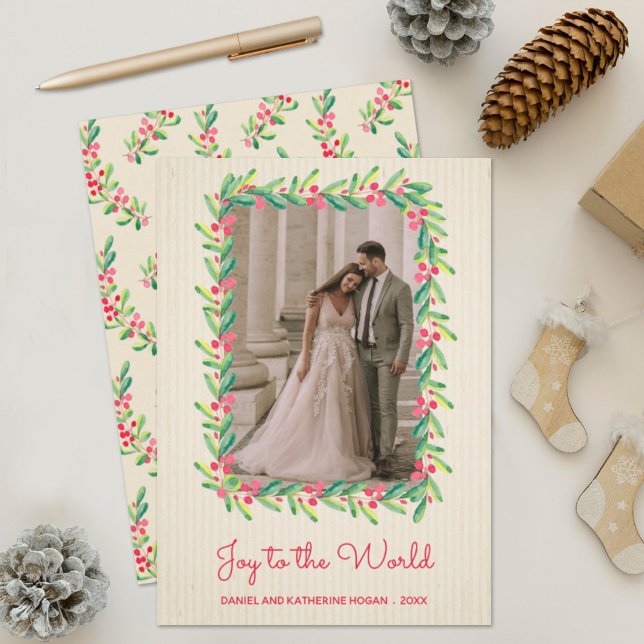 Berries und Grünes Weihnachtsfest Foto Feiertagskarte (Von Creator hochgeladen)