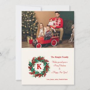 Berries Wreath Foto Holiday Card Feiertagskarte