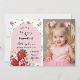 Berry 1. Geburtstag Erdbeermädchen-Party Einladung