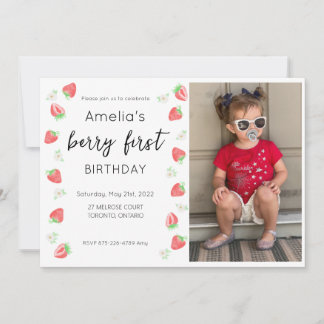 Berry 1. Geburtstag Foto Einladung