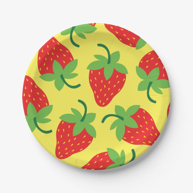 Berry 1. Geburtstag Niedlich Strawberry Farbige Mo Pappteller (Vorderseite)
