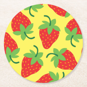 Berry 1. Geburtstag Niedlich Strawberry Farbige Mo Runder Pappuntersetzer