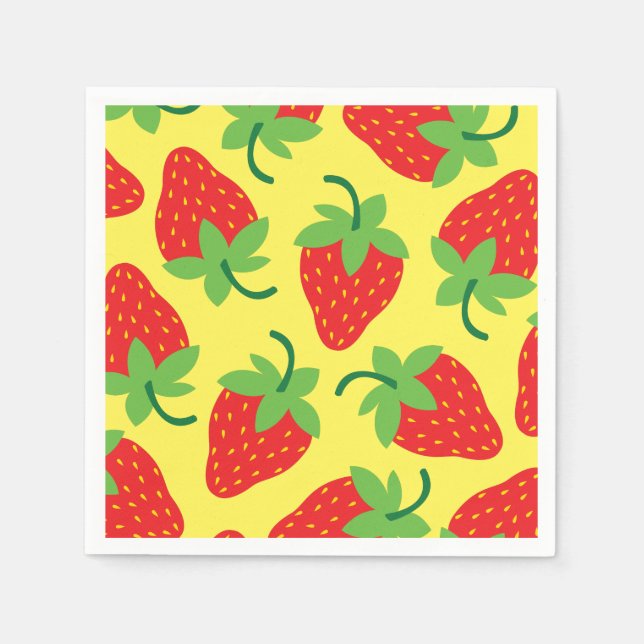 Berry 1. Geburtstag Niedlich Strawberry Farbige Mo Serviette (Vorderseite)