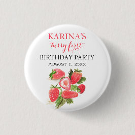 Berry 1. Geburtstag Party Erdbeerobst Sommer Button