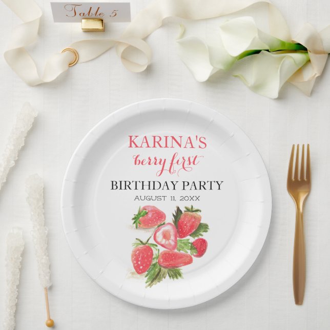 Berry 1. Geburtstag Party Erdbeerobst Sommer Pappteller (Hochzeit)