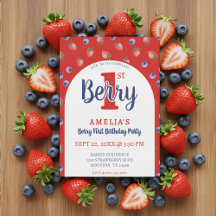 Berry 1. Geburtstag Party Strawberry Blueberry Red