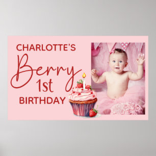 Berry 1. Geburtstag Pink Rot Erdbeere Name Foto Poster