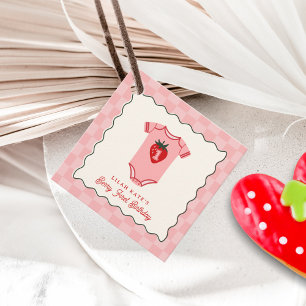 Berry 1. Geburtstag Strawberry Bodysuit Schachbret Geschenkanhänger