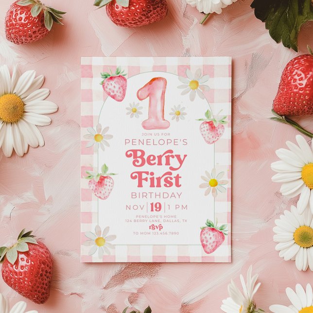 Berry 1. Geburtstag Strawberry Einladung (Von Creator hochgeladen)