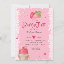 Berry 1. Geburtstag Strawberry Party Einladung