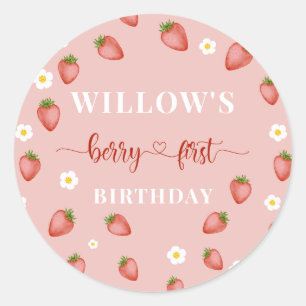 Berry 1. Geburtstag Strawberry ThemenStickers Runder Aufkleber