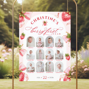 Berry 1. Geburtstags-Foto-Collage-Schild DIGITAL Poster