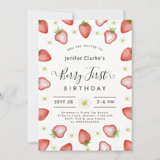 Berry 1. Geburtstagseinladung, Girl 1. Geburtstag Einladung