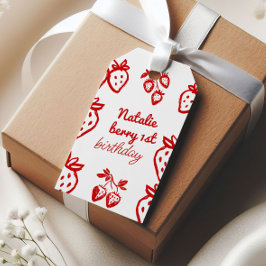 Berry 1. Hand Drawn Strawberry Girl Fun Geburtstag Geschenkanhänger