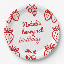 Berry 1. Hand Drawn Strawberry Girl Fun Geburtstag