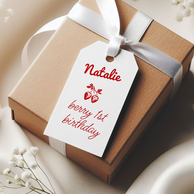 Berry 1. Handgeschriebene Gezeichnet Erdbeeren Geb Geschenkanhänger (Von Creator hochgeladen)