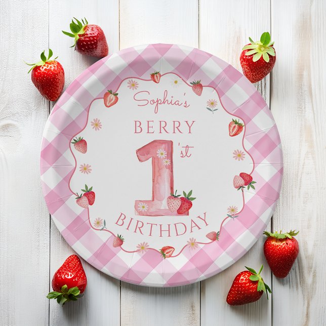 Berry 1st Birthday Wavy Pappteller (Von Creator hochgeladen)