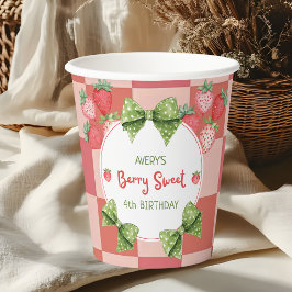 Berry 4th Birthday Strawberry Party  Pappbecher