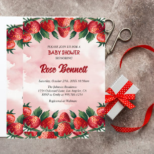 Berry Adorable Strawberry Babydusche Einladung