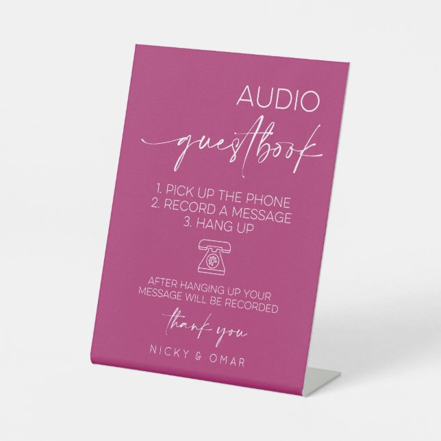 Berry Audio Guestbook Wedding Reception Sockelschild (Vorderseite)