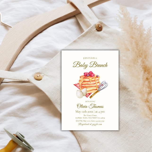 Berry Baby Brunch Pancake Egg Whisk Baby Dusche Einladung (Berry Baby Brunch Pancake Egg Whisk Baby Shower Invitation)