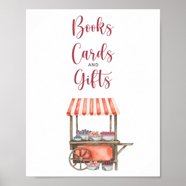 Berry baby shower - books cards and gifts poster (Vorne)