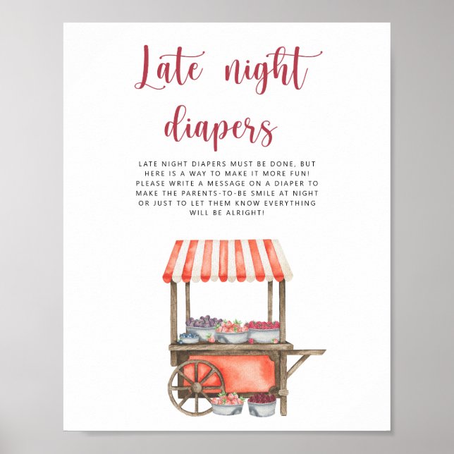 Berry baby shower Late night diapers game  Poster (Vorne)