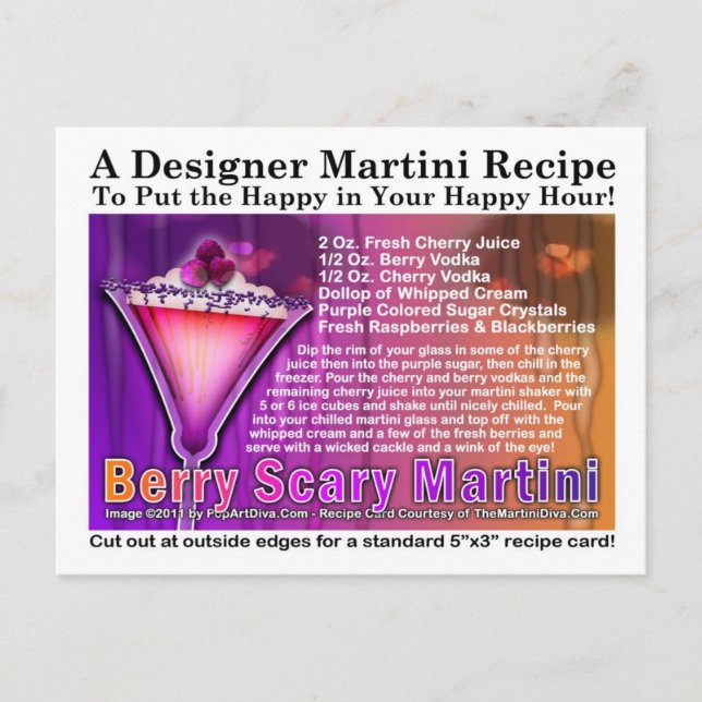 Berry Beängstigend Halloween Martini Rezept Postka Postkarte (Vorderseite)