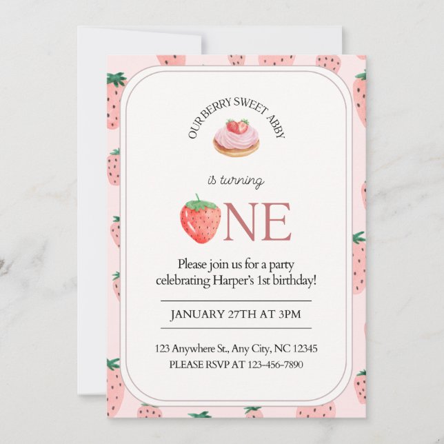 Berry begeistert, um 1 zu drehen einladung (Vorderseite)