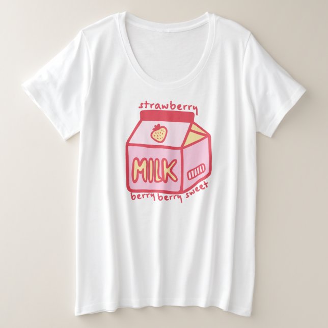 Berry Berry Sweet Strawberry Milk Große Größe T-Shirt (Design vorne)