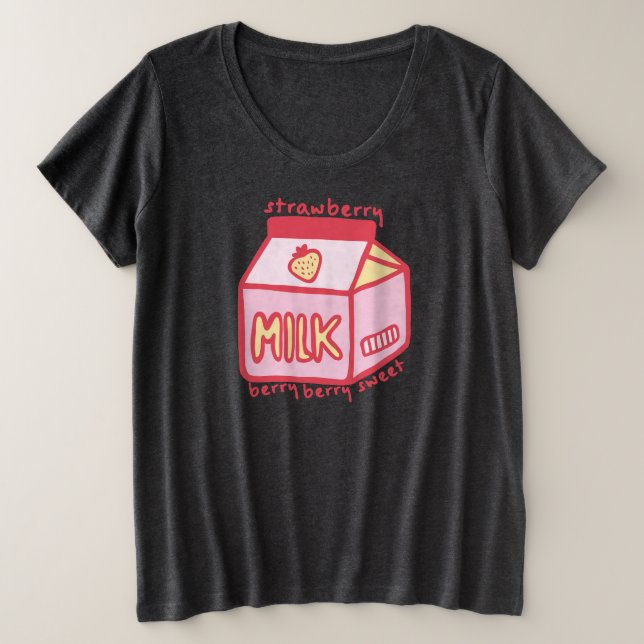 Berry Berry Sweet Strawberry Milk Große Größe T-Shirt (Design vorne)
