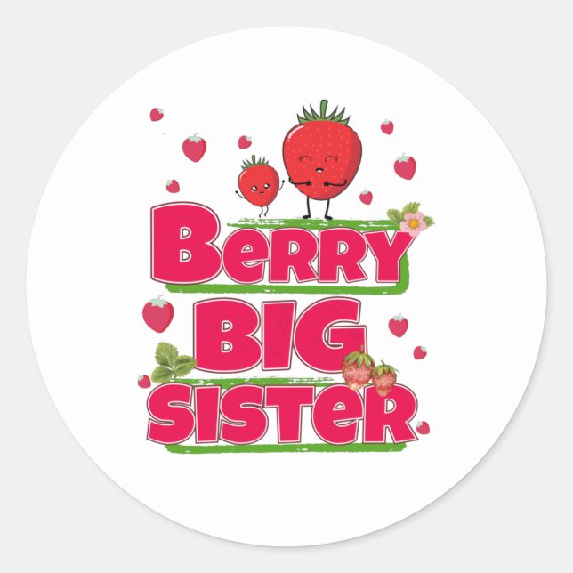 Berry Big Sister - Niedliche Erdbeerpuppe Runder Aufkleber (Vorderseite)