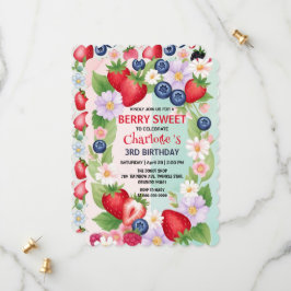 Berry Birthday Strawberry Blume Girl Party Save The Date