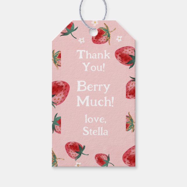 Berry Birthday Strawberry Vielen Dank für Ihre Unt Geschenkanhänger (Vorderseite)