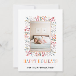 Berry, Blatt peach Happy Holidays Weihnachts-Foto Feiertagskarte