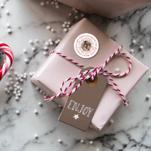 Berry, Blatt Rot Happy Holidays Weihnachts-Foto Runder Aufkleber