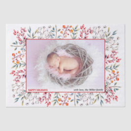 Berry, Blatt Rot Happy Holidays Weihnachts-Foto Seidenpapier