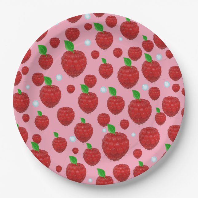 Berry Bliss Bash: Raspberrys erstes Party-Thema Pappteller (Vorderseite)