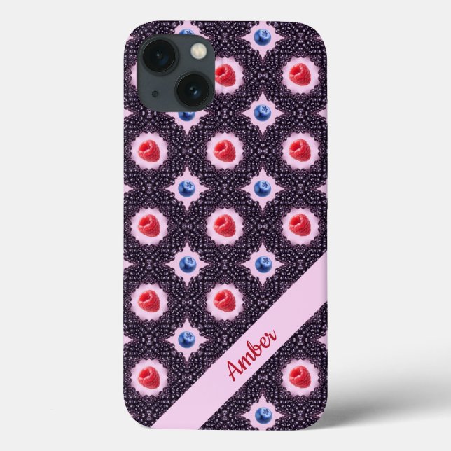 Berry Bliss Muster mit Individuelle Name Case-Mate iPhone Hülle (Rückseite)