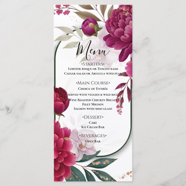 Berry Bloom Garden Floral Glam Wedding  Menükarte (Vorderseite)