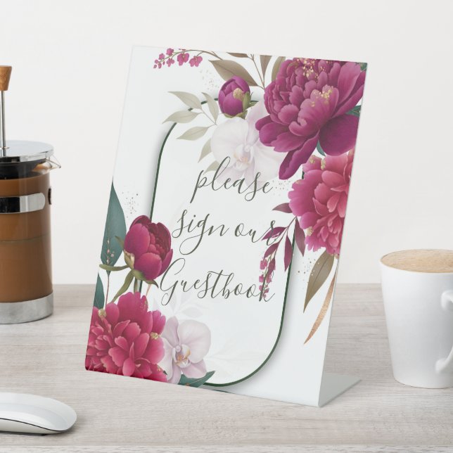 Berry Bloom Garden Floral Glam Wedding  Sockelschild (In SItu)